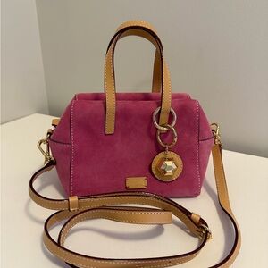 Frances Valentine Pink Suede and Tan Handbag